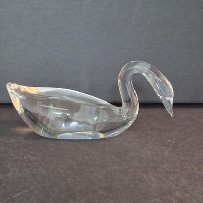 Vintage Steuben Signed Curved-Neck Swan Glass Sculpture - 7½"