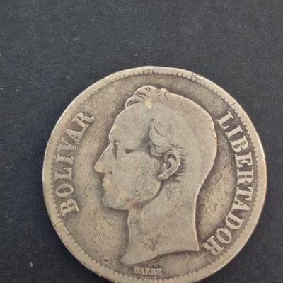 1919 Venezuela 5 Bolívar Coin (.900 Silver) - TW 24.0g