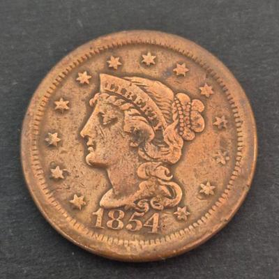 1854 US "Liberty Braided Hair" Cent