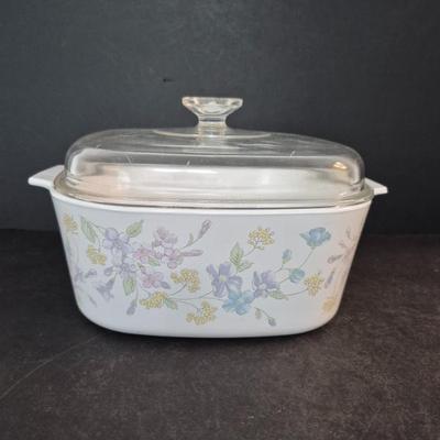 Vintage Corningware "Pastel Bouquet" A-5-B 5-Liter Baker with Cover