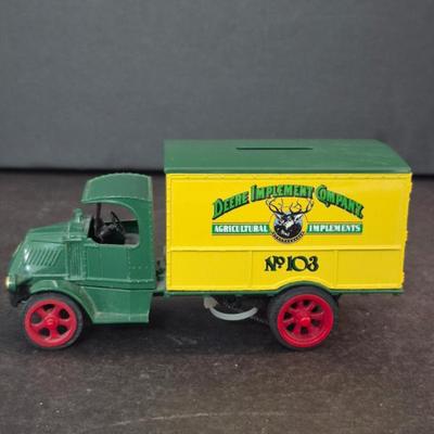 Die Cast Metal Ertl Delivery Truck Bank with Key - John Deere 1928 Mack Bulldog No. 103