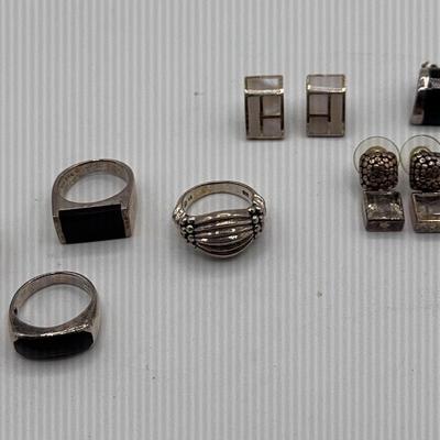 Vintage Sterling Silver Jewelry Lot – Rings & Earrings (925)