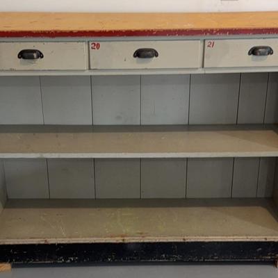 Vintage Garage Workbench with Drawer Storage 