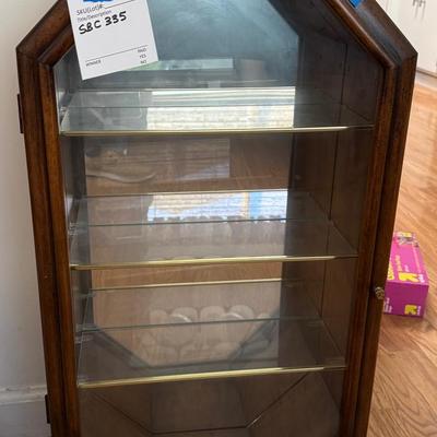 Octagonal Solid Wood Display Case With 3 Glass Shelves