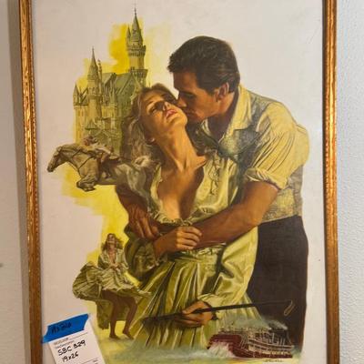 Framed Romance Cover Oil On Board 