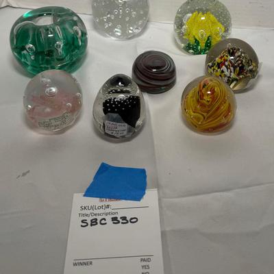 8 Glass Paperweights 