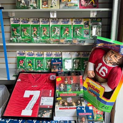Starting L lineup football Items Joe, Montana, tackling dummy