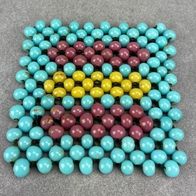 Antique Colored Glass Bead Coaster/ Trivet