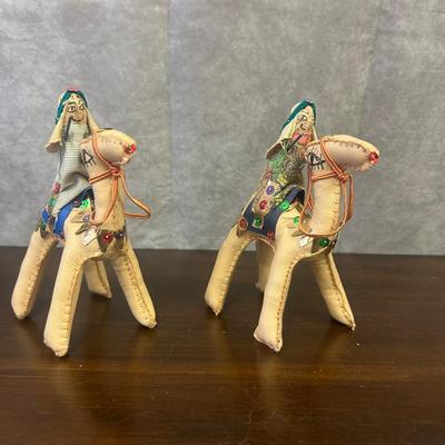 Vintage Leather Camel Figure Pair