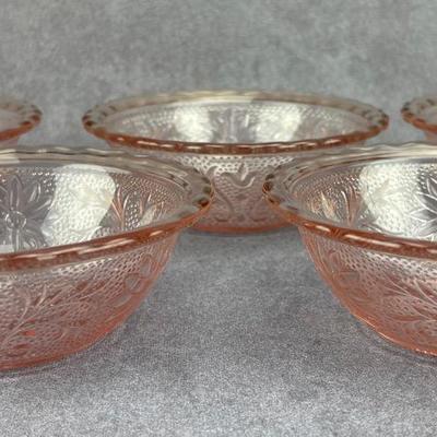 Vintage Pink Depression Glass Bowl Set