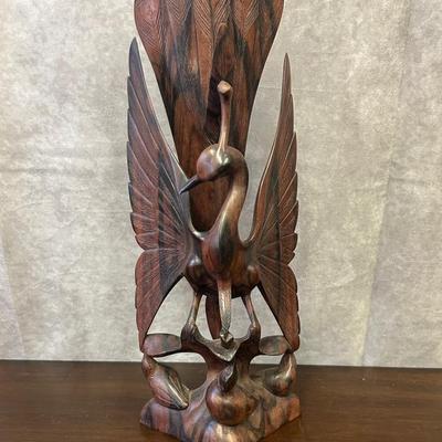 Wooden Crane Statuette
