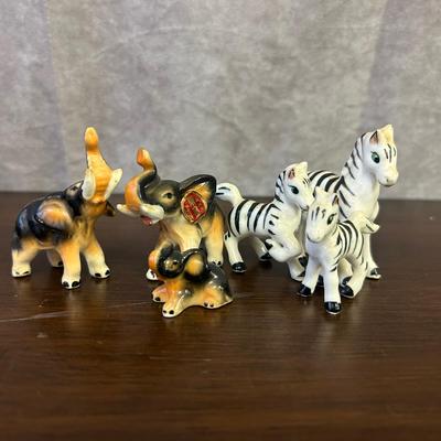 Vintage Bone China Elephant & Zebra Set