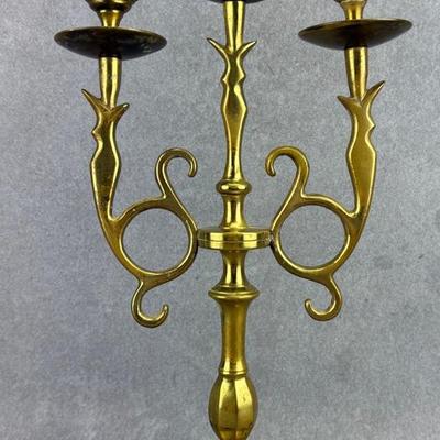 Vintage or Antique Tri-Light Bronze Candlestick