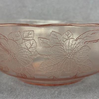 Vintage Pink Dogwood Depression Glass Bowl