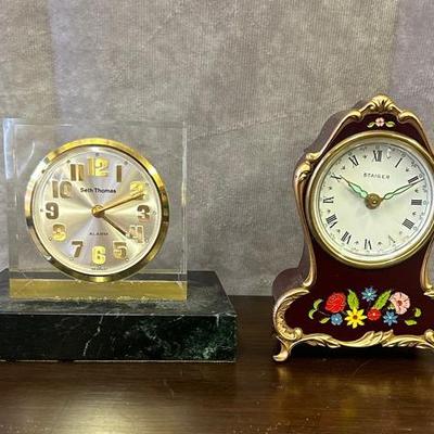 Vintage Seth Thomas and Staiger Desk Clocks