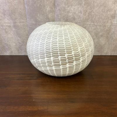 Large White Pattern Glass Flower Arrangement Vase