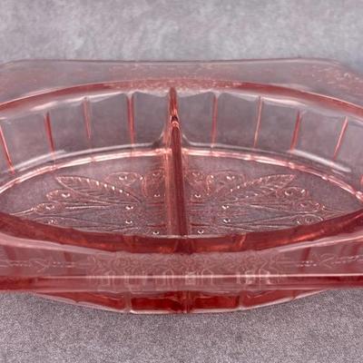 Vintage Pink Depression Glass Separated Relish Dish