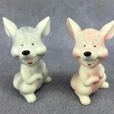 Two Colored Bisque Porcelian Mice Figures