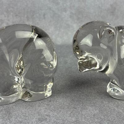 Two Crystal Bear Paperweights