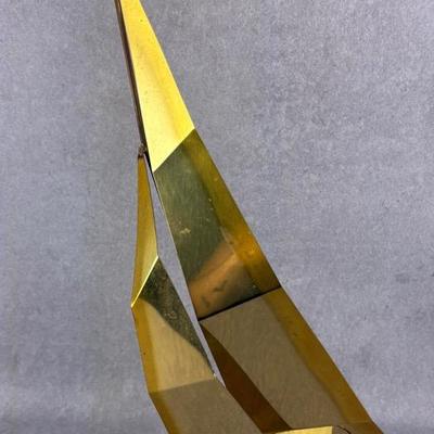 Metal Ship Sculpture on Onyx Base