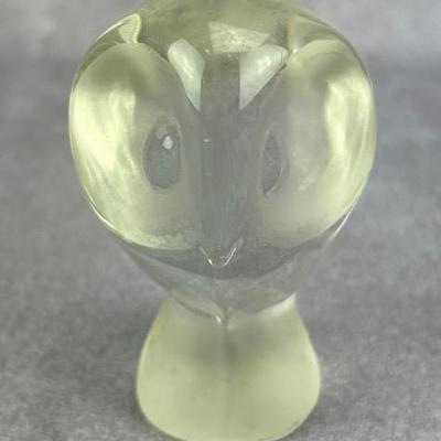 Crystal Seated Owl Paperweight