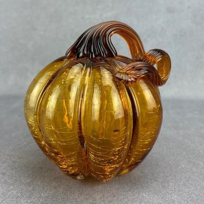 Art Crackle Glass Pumpkin