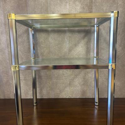 Brass Accent Two-tier Glass End Table 