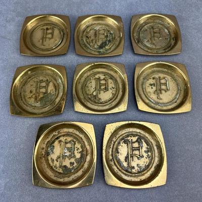 Hyde Park - Vintage Monogram Brass Coaster Set
