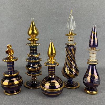 Assortment of Egyptian Art Glass Perfume Bottles