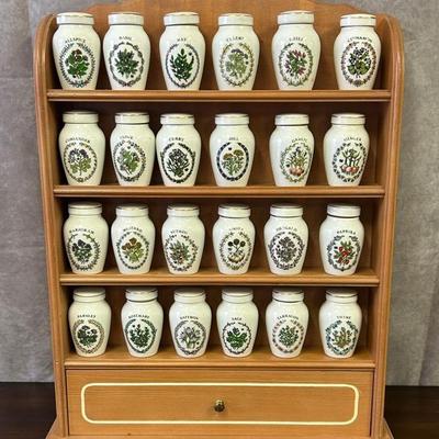 The Franklin Mint 24 Spices Wooden Spice Rack 