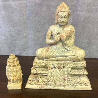 Marble Buddha Statue Set