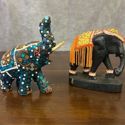 Asian Elephant Figurine Pair