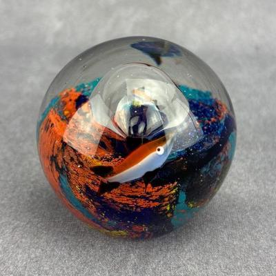 Colorful Art Glass Fish Paperweight