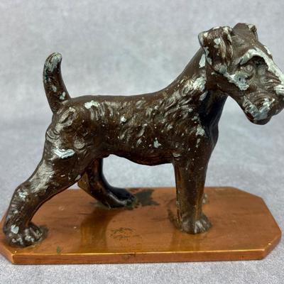 Vintage Metal Dog on Copper Stand