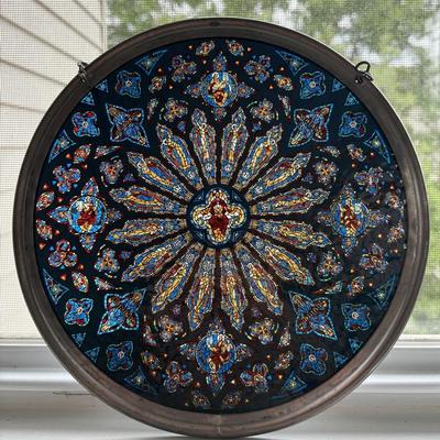Mosaic-Style Colorful Religious Window Hanging
