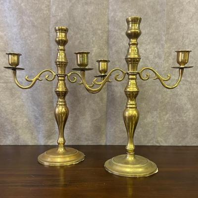 Matching Brass Candelabra Pair