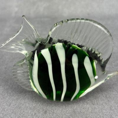 Green Striped Art Glass Fish