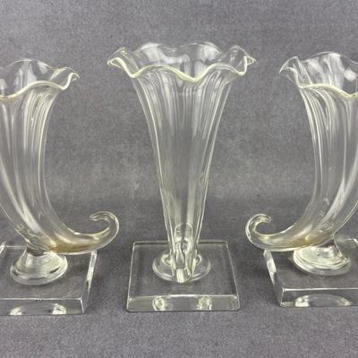 Steuben - Cornucopia Horn Crystal Vases