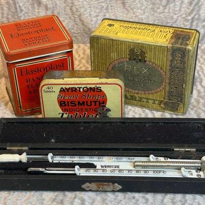 Vintage weksler hygrometer misc tins