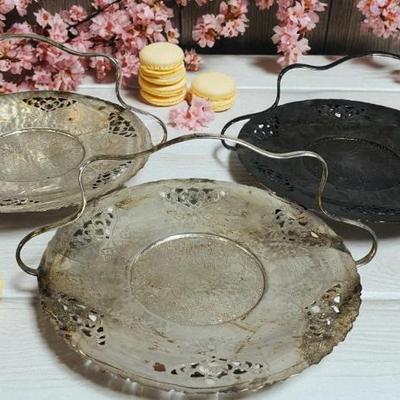 Essay silverplate serving trays with handles