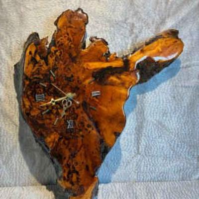 Live edge burl wood clock