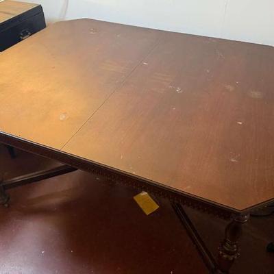 Vintage wood dining table with extensions