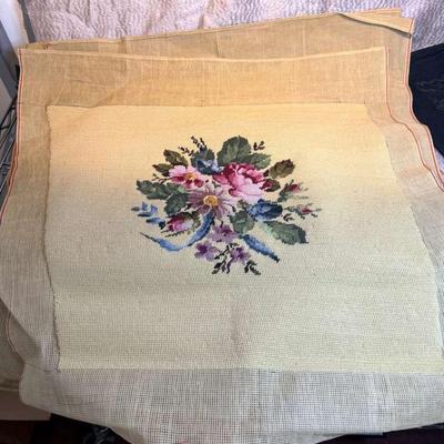 Six floral theme needlepoint chair covers