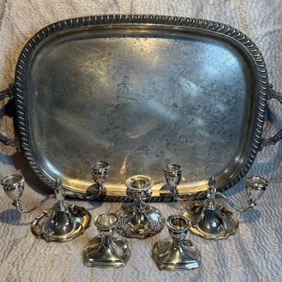 Leonard silver serving tray other pieces