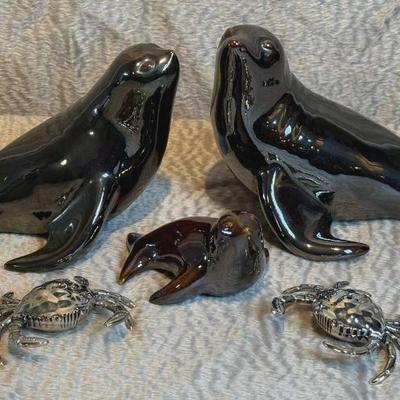 Ceramic seal figurine trio