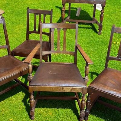 Six vintage wood chairs for restoration