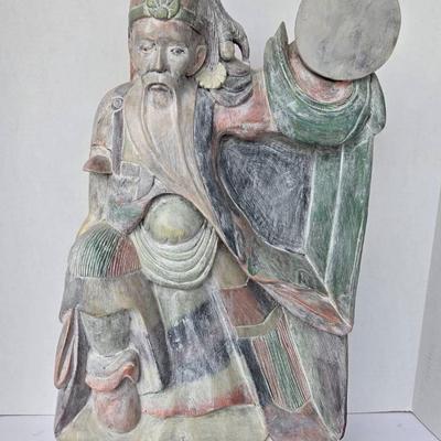 Colorful Hand Carved Chinese Folk Art By Artist Don Freedman 24" high