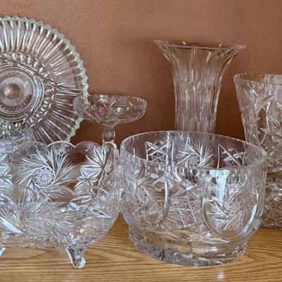 13 Piece Crystal, Cut And Clear Glass