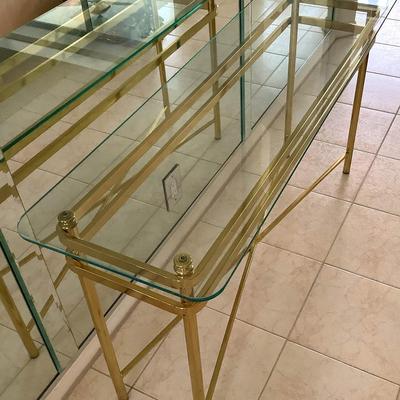 Brass And Glass Sofa/ Entry Table