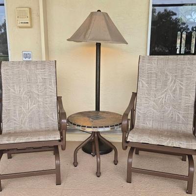 Patio Chairs, Table & Floor Lamp